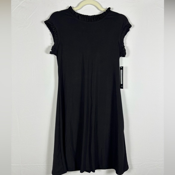 NWT Nicole Miller Black Ruffle Shift Dress- M - Picture 3 of 14